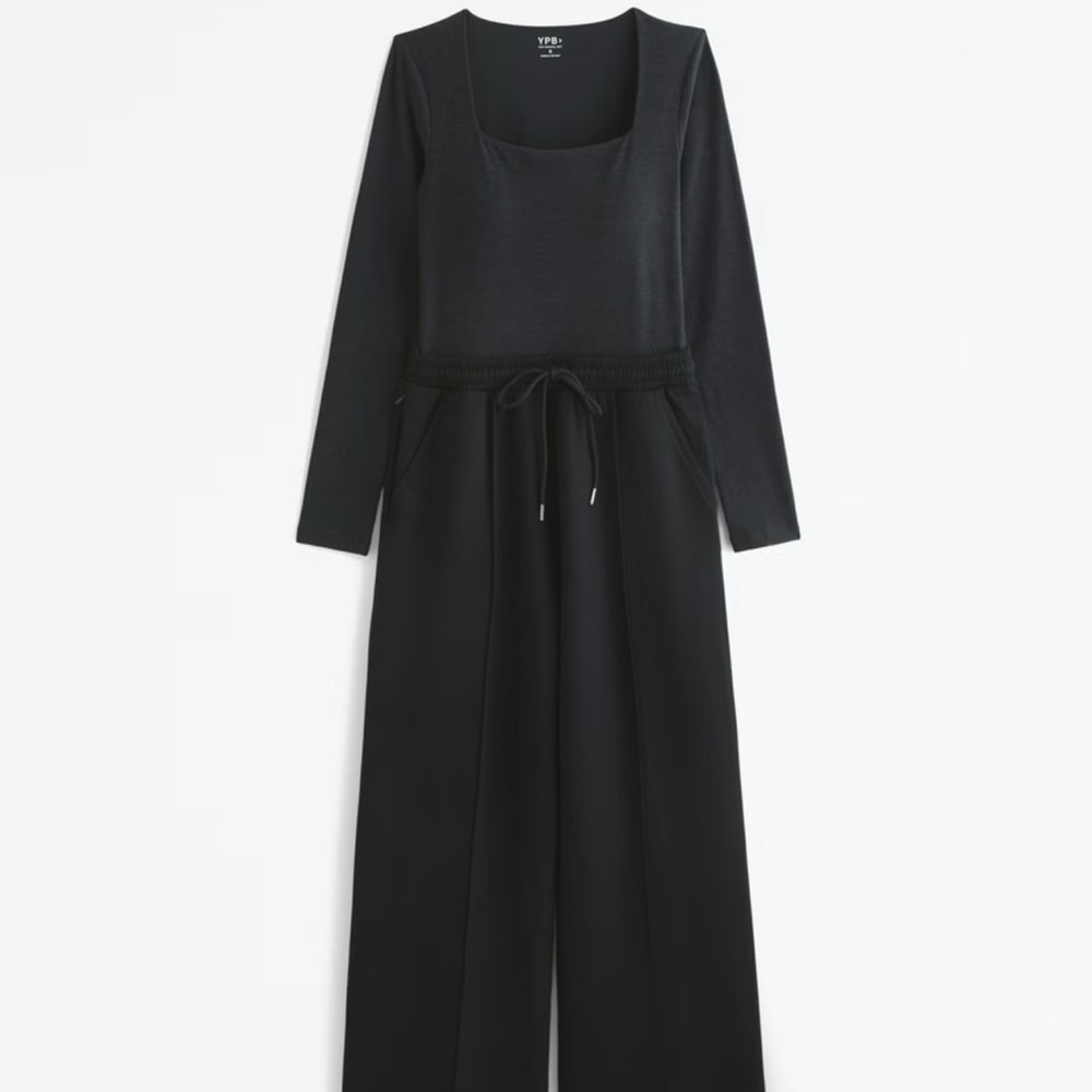 Abercrombie YPB everydaySOFT Long-Sleeve Hybrid Jumpsuit Women's Black Jumpsuit